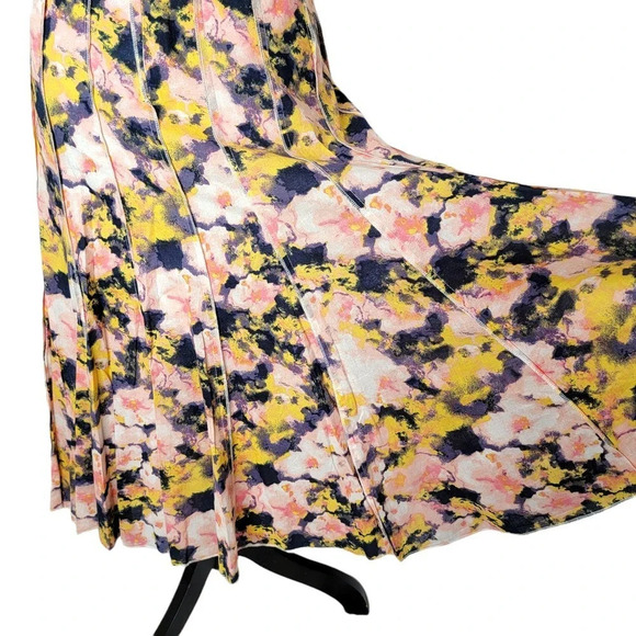 FOCUS 2000 Women's Floral Tie Dye Cotton Pleated Paneled Full Skirt Size 10 Pink - Picture 5 of 10